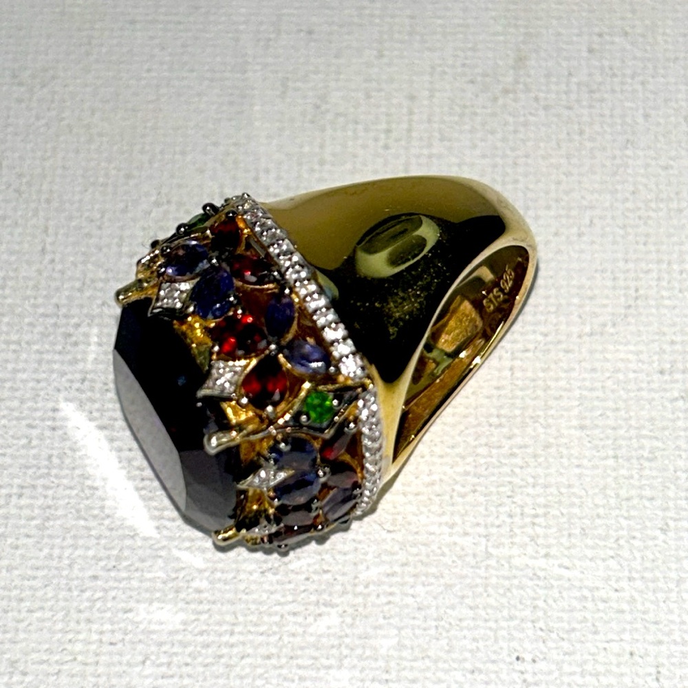 Chuck Clemency Genuine Amethyst Garnet 14K/925 Sterling Silver Statement Ring - Picture 11 of 12